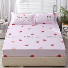 Load image into Gallery viewer, 3pcs Fitted Sheet with Pillowcase Set Black Leaf Printed Single Queen Size Mattress Protector Cover Bottom Sheet for King Bed