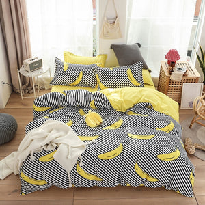 HOT sale Bedding Sets Duvet Cover3/4pcs Cartoon new fashion Bed sheets Single Twin Full Queen Sizes Fruit Banana  Men Women