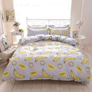 3/4Pcs Banana Polyester bedding sets Duvetcover Setwinter Flat bedsheet Pillowcase Queen king Bedlinen Bedclothes sj115